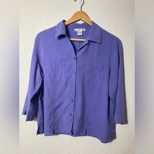Anna and Frank 100% silk lavender purple button down shirt blouse Large
